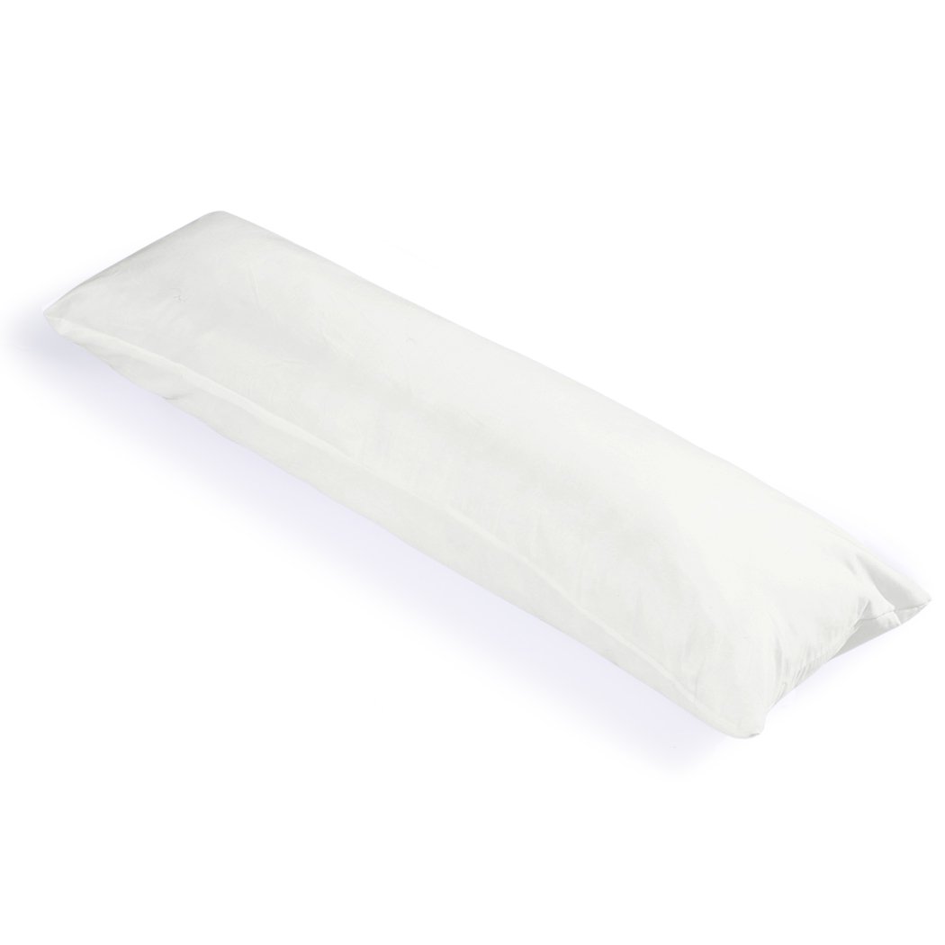 DreamZ Body Full Long Pillow in luxurious cotton, designed for maternity and full-body support, featuring a removable zip-off pillowcase.